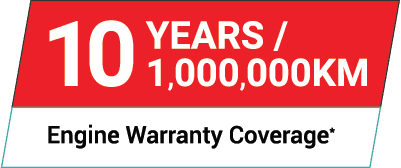 10 years 1000000 km engine warranty coverage
