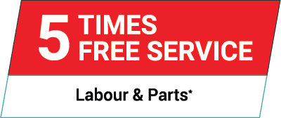 5 times free service labour & parts